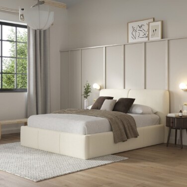 Eternity Upholstered Premium Queen Size Bed (160 X 190 CM) Beige Color