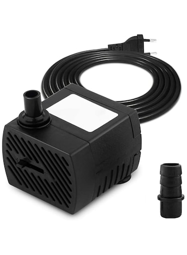 Mini Water Pumps, Ultra Quiet Aquarium Pump with 1.5 m Power Cable, 350 L/H, 5 W, Submersible Pump, Small Fountain Pump, Fountain Pump, 2 Nozzles for Aquarium, Pond, Garden, Fountain