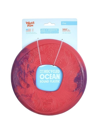 West Paw Seaflex Sailz Dog Toy Flying Disc for Moderate Chewers, Large Hibicus