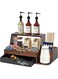Coffee Bar Organizer Countertop, Wooden Coffee Station Organizer with Drawer &amp; Storage Basket, Farmhouse Style Holder for Coffee Pods, Tea &amp; Condiment Accessories