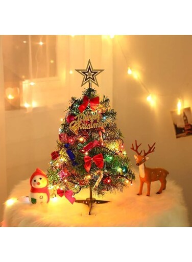 Coolchic 20"/50cm Tabletop Xmas Tree, Artificial Mini Christmas Tree with LED String Lights &amp; Ornaments Indoor Decoration for Christmas (Mini 20")