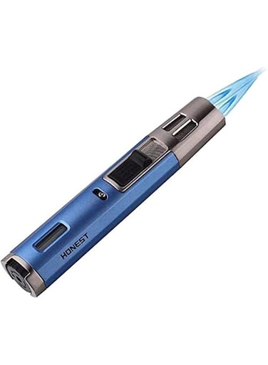 PROMISE Torch Lighter Cigar Lighter Adjustable Butane Lighters Jet Flame Portable Refillable for Grill BBQ Camping(Blue AE)