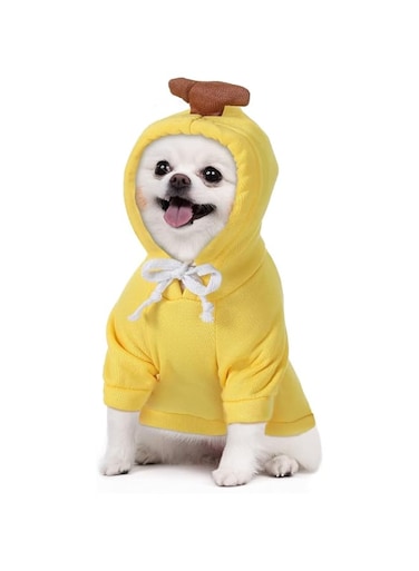 YHRY Dog Hoodie, Warm Small Dog Sweatshirts, Warm Dog Clothes for Small Dogs, Dog Basic Sweater Coat, Coat for Puppy Costume, Wuch As Chihuahuas, for daily life, shooting and festivals, XL (Banana)