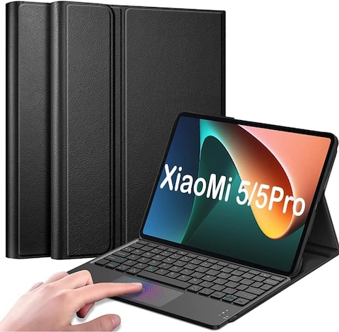 Muzz Xiaomi Mi Pad 5/5 Pro Leather Stand Case Cover with Detachable Wireless Keyboard, 11 Inch, for Mi Pad 5 Pro Arabic and English (Xiaomi Mi Pad 5/5 Pro)