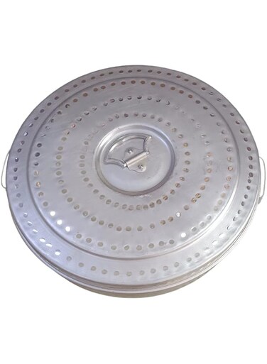 SAQOWARE Alsaqer Aluminium Kubbos Dabba  Traditional Arabic Bread Box  Regag Storage   Arabic Bread Storage 16-Inch Diameter