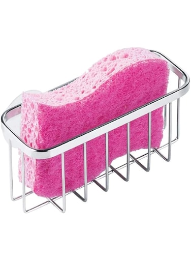iDesign Gia Kitchen Sink Suction Holder for Sponges, Scrubbers, Soap, Kitchen, Bathroom, Set of 2, Stainless Steel
