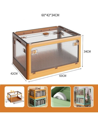 Versatile Foldable Transparent Storage Box for Books and Household Items 60 X 34 Cm