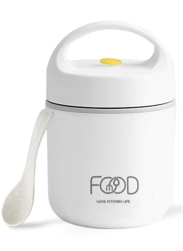 Food Jar, Stainless Steel Soup Container, 460 ML/15.5 OZ Size, Thermal Insulated, Leakproof, For School And Work