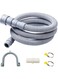 Young Wolf Washing Machine Drain Hose Flexible Dishwasher Drain Hose Extension Kits Corrugated Washer Discharge Hose w/1x Extension Adapter, 2X Hose Clamps, 1x U-Bend Hose Holder (3 Meters)