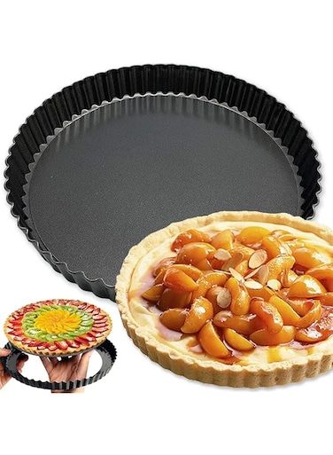 CharmCollection Tart Pans, Non-sticks Quiche Tart Pan, 9 Inches Removable Loose Bottom Tart Pie, Round Tart Pie Pan, Pie Tart Baking Dish Pan, Non-Stick Tart Pan for Kitchen Cooking Baking 2 Pack