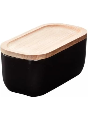 iDesign Eco Office Ceramic Bin with Lid, Black
