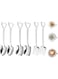 ELECDON 6 Pcs Stainless Steel Coffee Latte Spoon, Shovel Spoon and Fork Set Ice Cream Spoon Dessert Tea Sugar Fruit Fork for Party, Long Handle Coffee Creative Fruit Fork for Party and Kitchen 6 Inch