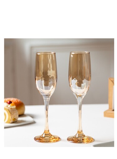CORAL 6 Pcs Glasses Champagne Glasses Elegant Designed Hand Blown Lead Free Cups 200ml
