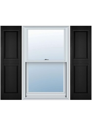 Ekena Millwork LP2S12X03500BL Lifetime Vinyl Standard Shutter (Per Pair), 12"W x 35"H, Black