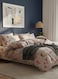 Home Queen size 6-piece (1 Duvet cover - 200*230cm. 1 Flat sheet - 230*250cm. 4 Pillow covers - 50*75cm. ). Modern bedding set light beige with orange and red floral. Suitable for queen size bed.