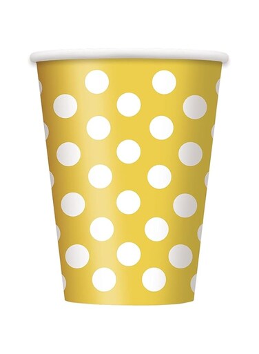 Unique Yellow Polka Dot Cup 6-Pieces, 354 ml Capacity