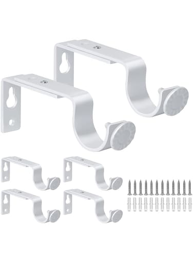 KNP Curtain Rod Bracket White is a sturdy and stylish support system designed to hold curtain rods securely in place.