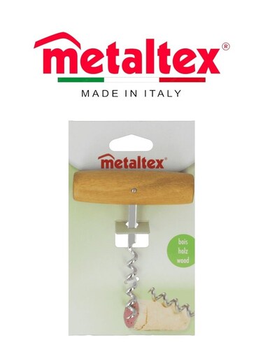 Corkscrew with Single Mesh Rod &acirc;&euro;&ldquo; Wooden Handle &amp; Chromed Metal Body