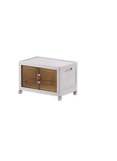 Single Layer Multi-Functional Foldable Storage Cabinet with Doors and Wheels (63L)
