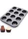 12-Cup Nonstick Muffin And Cupcake Baking Pan, Carbon Steel Bakeware Tart Baking Tray Cake Mold, Easy-Release Brownie Tin Cupcake, Durable Rust-Resistant Decorative Tool For Home Kitchen.