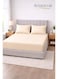 3-Piece Striped Microfiber Fitted Sheet Set Queen 150x200cm &acirc;&euro;&ldquo; Soft Elastic Deep Pocket 17cm Bedsheet with 2 Pillowcases 50x70cm, Cream Microfiber Cream 150X200+17cm