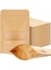 AXIYIBZI 50 Pieces Kraft Bags with Window Kraft Stand up Pouches Bulk 3.5 x 5.5 in Zipper Lock Paper Bags with Tear Notch Resealable for Food Reusable Sealable Treat Bags for Home Packaging Storage