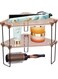 mDesign Corner Plastic/Metal Freestanding Stackable Organizer Shelf for Bathroom Vanity Countertop or Cabinet for Storing Cosmetics Toiletries Facial Wipes Tissues 2 Pack - Amber Brown/Bronze
