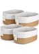4 Pack Woven Storage Baskets for Organizing, Cube Cotton Rope Baskets with Handle, Rectangle Decorative Basket for Shelves Towels Clothes Books, Gift Basket Bins Toy Storage, Brown &amp; White