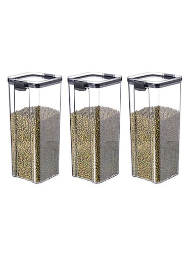 3 PCS of Different Size Kitchen Transparent Plastic Storage Jar Set 1800ml