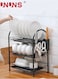 Large Dish Drying Rack, 3 Tier Dish Rack with Tray Utensil Holder &amp; Cup Holders, Large Capacity Rustproof Dish Drainer, Drain Board Tray for Kitchen Counter Organizer Storage for Kitchen Counter
