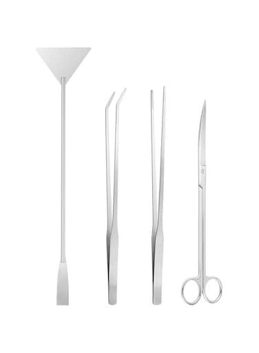 4PCS Terrarium Supplies Include Long Tweezers for Terrarium, Feeding Tongs, Aquarium Scissors, Aquarium Algae Scraper for Fish Tank Cleaning Plant Trimming