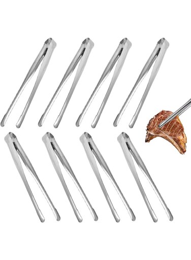 Pack Serving Tongs, Kitchen Tongs, Buffet Tongs, Stainless Steel Food Tong, Appetizer Tongs, Versatile and Durable, Dishwasher Safe, for Serving Food, Parties and Holiday, 9.45 Inch