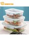 3 Pack Glass Kitchen Meal Prep Containers With Lasting Snap Locking Lids, Microwave/Oven/Freeze, Dishwasher Safe, Blue