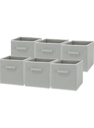 Simple Houseware 6 Pack - Foldable Cube Storage Bin, Grey
