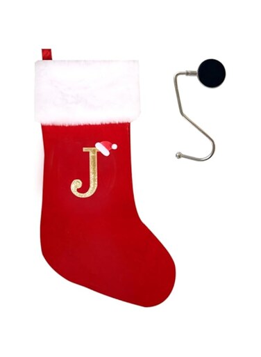 infleesh 20 Inches Monogrammed Christmas Stockings with Letters,Super Soft Christmas Stockings Large Monogram Stockings Red Letter Stockings for Christmas Holiday Xmas Gift&hellip;