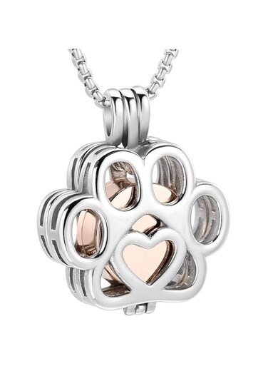Oinsi Pet Cremation Jewelry For Ashes For Dog/Cat Paw Stainless Steel Memorial Locket Urn Necklace Inside Mini Case Keepsake Cremation Jewelry Women Men