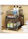 Kitchen Sink Cabinet Organizer Bathroom Sink Storage Stackable 2 Tier Under Sink Organizer Pull Out Under Sink Shelf Rack with Sliding Storage Drawer for Bathroom Pantry Kitchen
