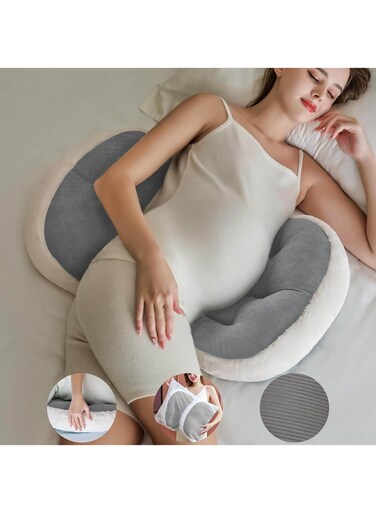 Pow Pregnancy Pillow for Sleeping,Comfortable Faux Fur Luxury Maternity Pillow Support for Pregnant Women, Pregnancy Pillows with Laundry Bag, Maternity Pillows for Hip Pain