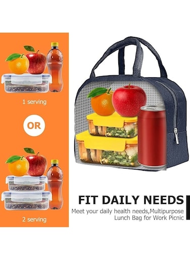 Portable Lunch Bag Thermal Insulated Cold Keep Food Safe Warm (Black)