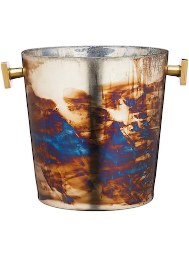 Bar Craft Mercurial Glass Ice Bucket with Zinc Fired Finish