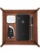 Leather Valet Tray Organiser, Desktop Storage Catchall, Brown PU Leather, Bedside Caddy for Keys, Phone, Wallet, Jewellery