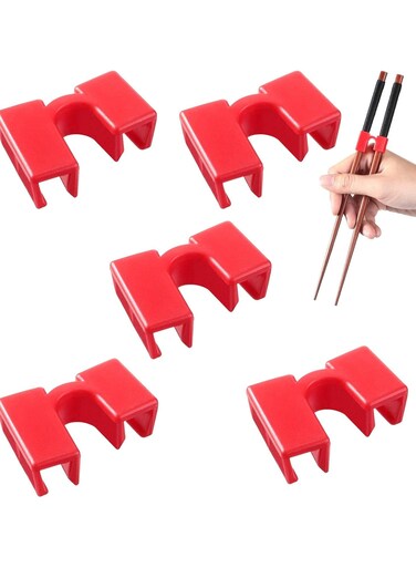 Chopstick Helpers 50 Pieces Reusable Chopstick Helpers Training Chopsticks BPA Free POM Fon-Toxic Non-Slippery for Many Age, Beginner, Trainers or Learner, Left or Right Hand RED