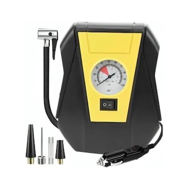 Portable 12V Car Air Compressor Tire Inflator Pump with Analog Pressure Gauge and Power Cable