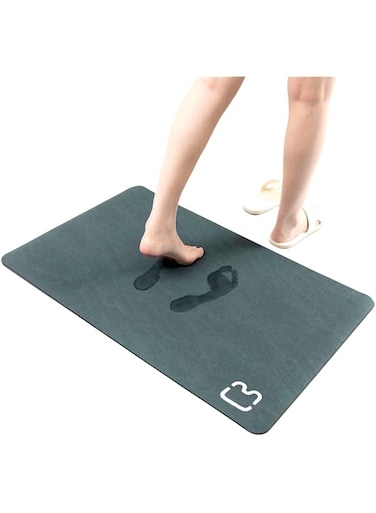 Diatomaceous Earth Bath mat Bathtub mat Fast Drying Non-Slip Shower Mat Bath Stone Mat Super Absorbent Bathroom Floor Mat, Machine Washable Small bathmat, Rectangle (15.7" x 23.6", Dark Green)