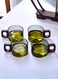 Set of 4 - 200ML Borosilicate Glass Cups with Walnut Acacia Wooden Handle, Heat-Resistant &amp; Elegant Glassware for Tea, Coffee &amp; More, Smoky Grey
