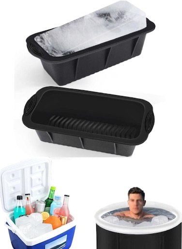 Large Ice Block Mold, 2Pcs Large Ice Molds for Ice Bath,Silicone Ice Cube Molds Reusable Silicone Big Ice Tray for Cold Plunge Or Coolers