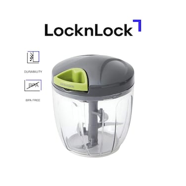 LocknLock 5-Blade Quick Chopper 900ml &ndash; BPA-Free Manual Food Chopper with Easy Pull Tab &amp; Whisk Frame