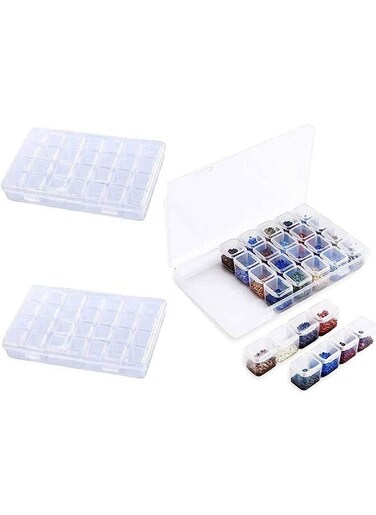 28 Grids Diamond Painting Boxes 2 Pack Organizer Plastic Embroidery Storage Box