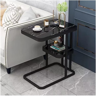 Home Side Tables for Small Spaces, Couch Arm Tray Table for Living Room, Bed, Sofa. End Table Anti-Rust waterproof End Table Anti-Rust waterproof (Black)