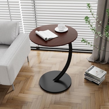 Sofa Side Table, Bedside End Table, C Shaped End Table, Laptop Coffee and Snack Side Tables, Home Side Tables for Small Spaces, Minimalist Small Side Table
Brown